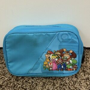 Nintendo DS DSi 3DS Carrying Case Carry Travel Soft Shell Blue Mario Princess